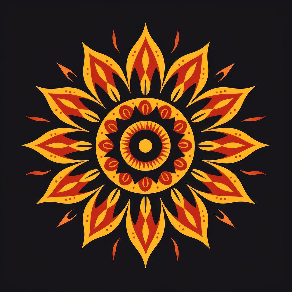 Mandala sun pattern art kaleidoscope.