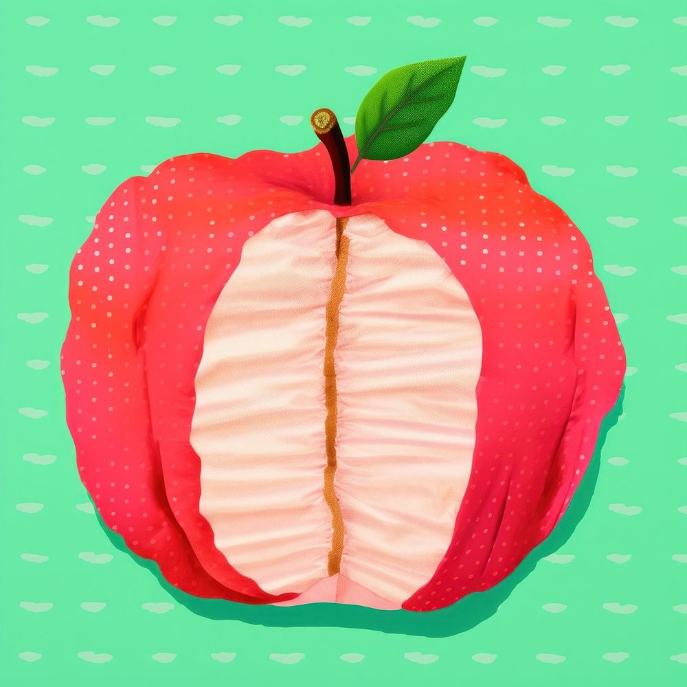 Simple fabric textile illustration minimal of a apple fruit plant food.