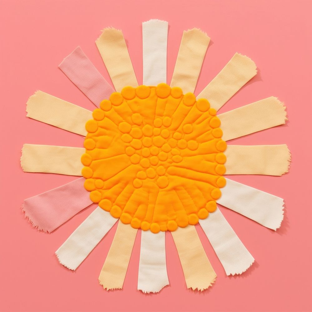 Simple fabric textile illustration minimal of a sun flower petal art.