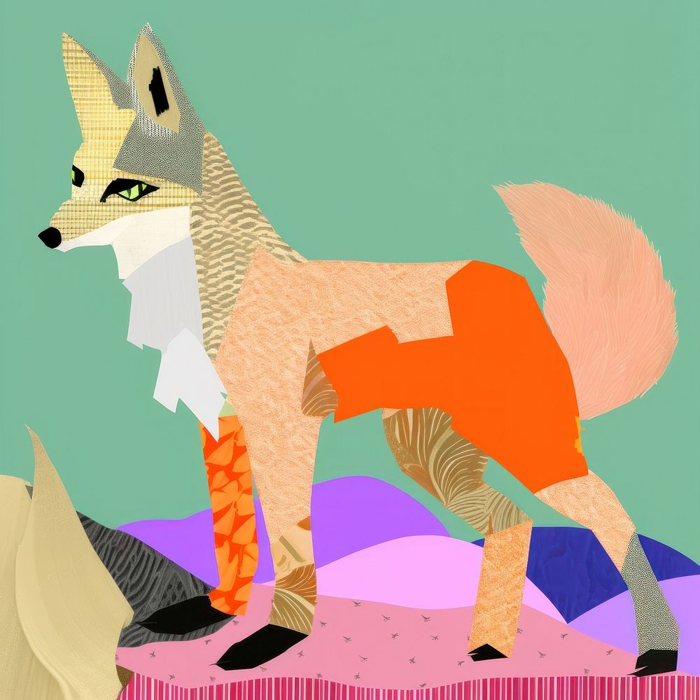 Simple fabric textile illustration minimal of a fox animal mammal art.