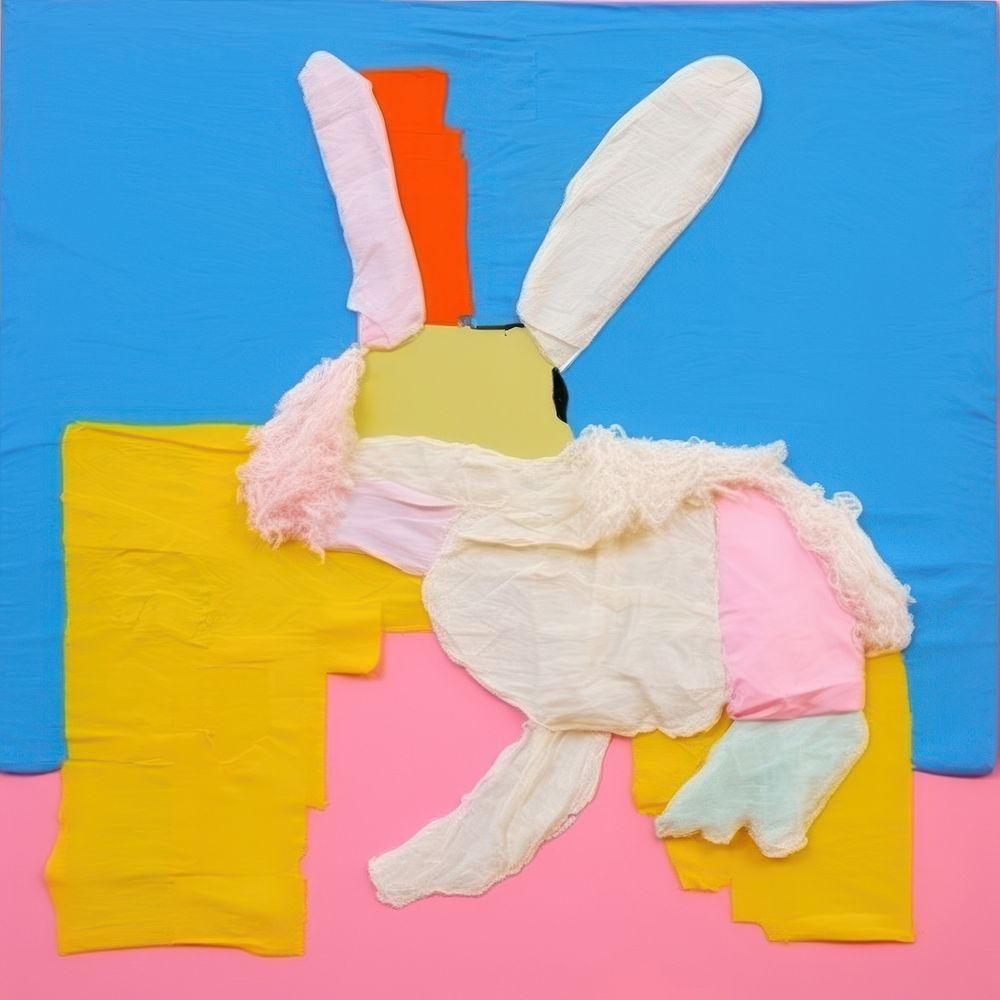 Simple fabric textile illustration minimal of a rabbit art representation creativity.