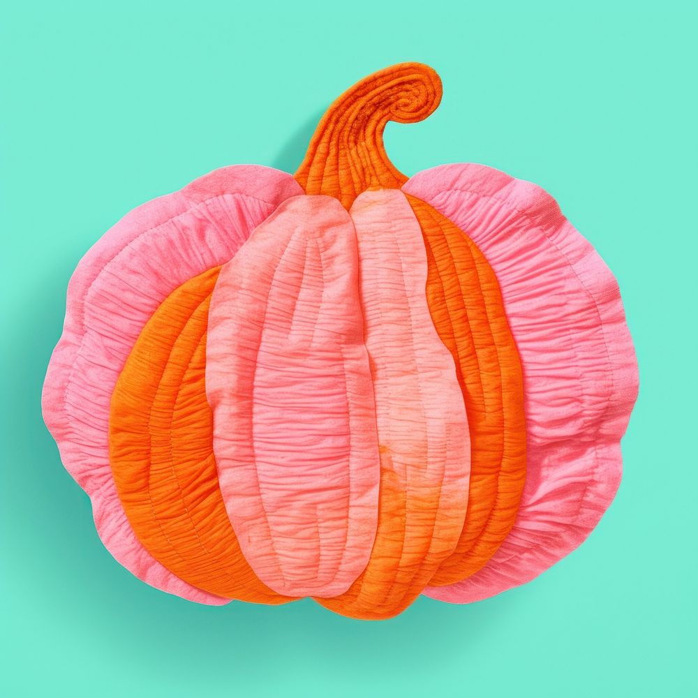Simple fabric textile illustration minimal of a pumpkin vegetable gourd plant.