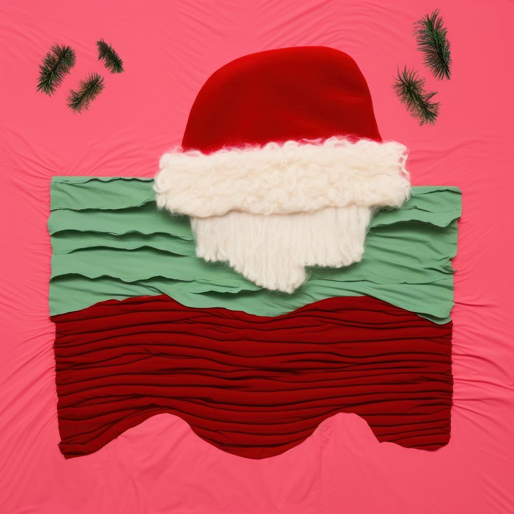 Simple fabric textile illustration minimal of a santa claus art christmas celebration.