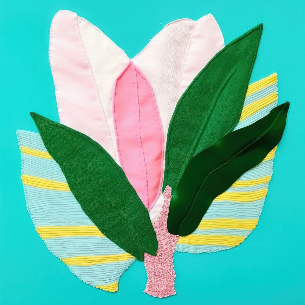 Simple fabric textile illustration minimal of a plant leaf art creativity.