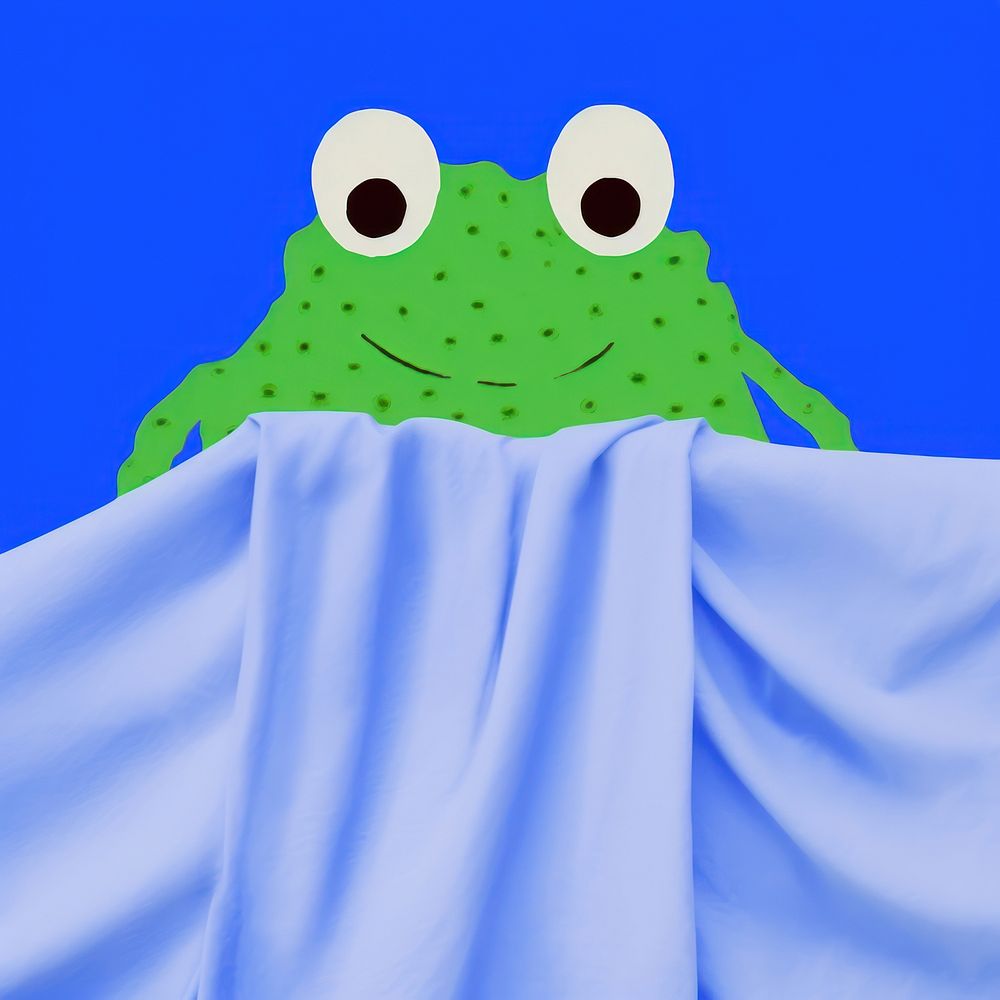 Simple fabric textile illustration minimal of a frog amphibian animal representation.