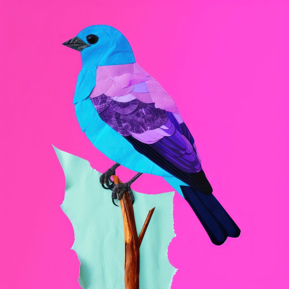 Simple fabric textile illustration minimal of a bird animal purple art.