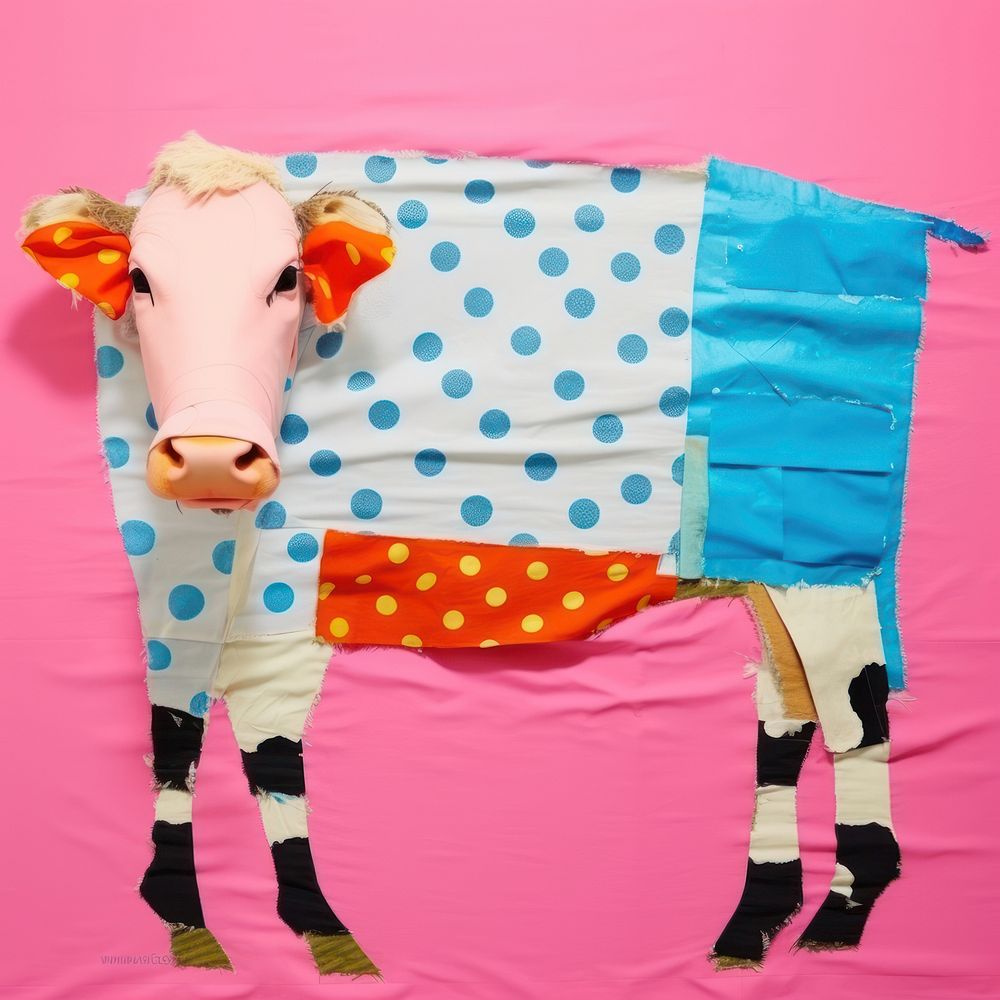 Simple fabric textile illustration minimal of a cow livestock pattern mammal.
