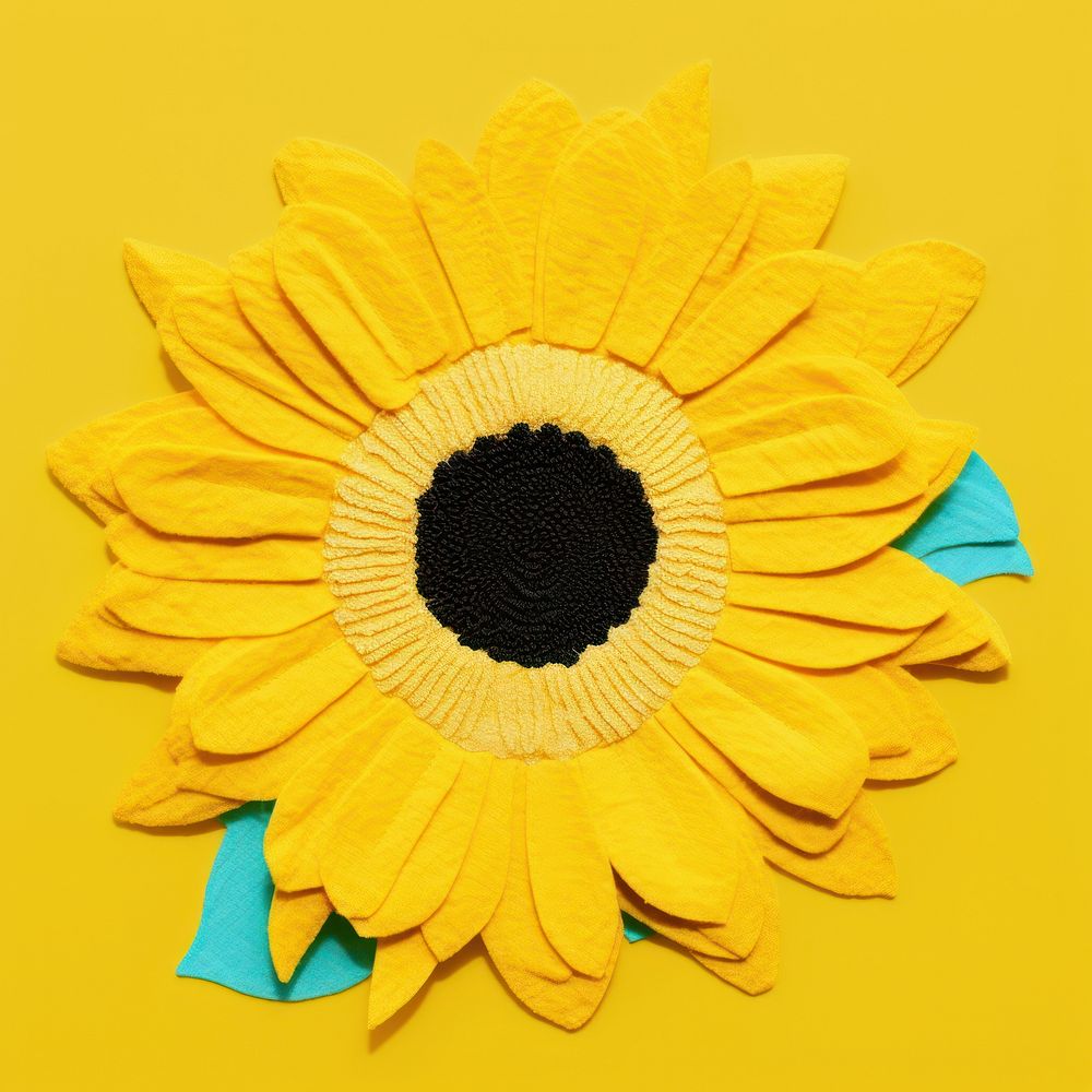 Simple fabric textile illustration minimal of a sunflower plant art inflorescence.