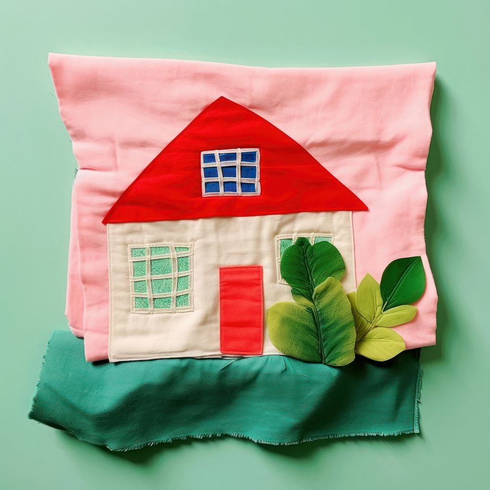 Simple fabric textile illustration minimal of a house plant leaf art.
