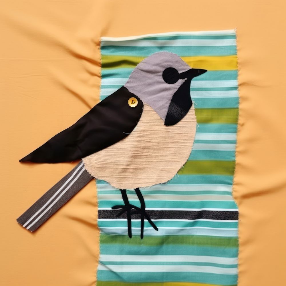 Simple fabric textile illustration minimal of a bird animal art creativity.
