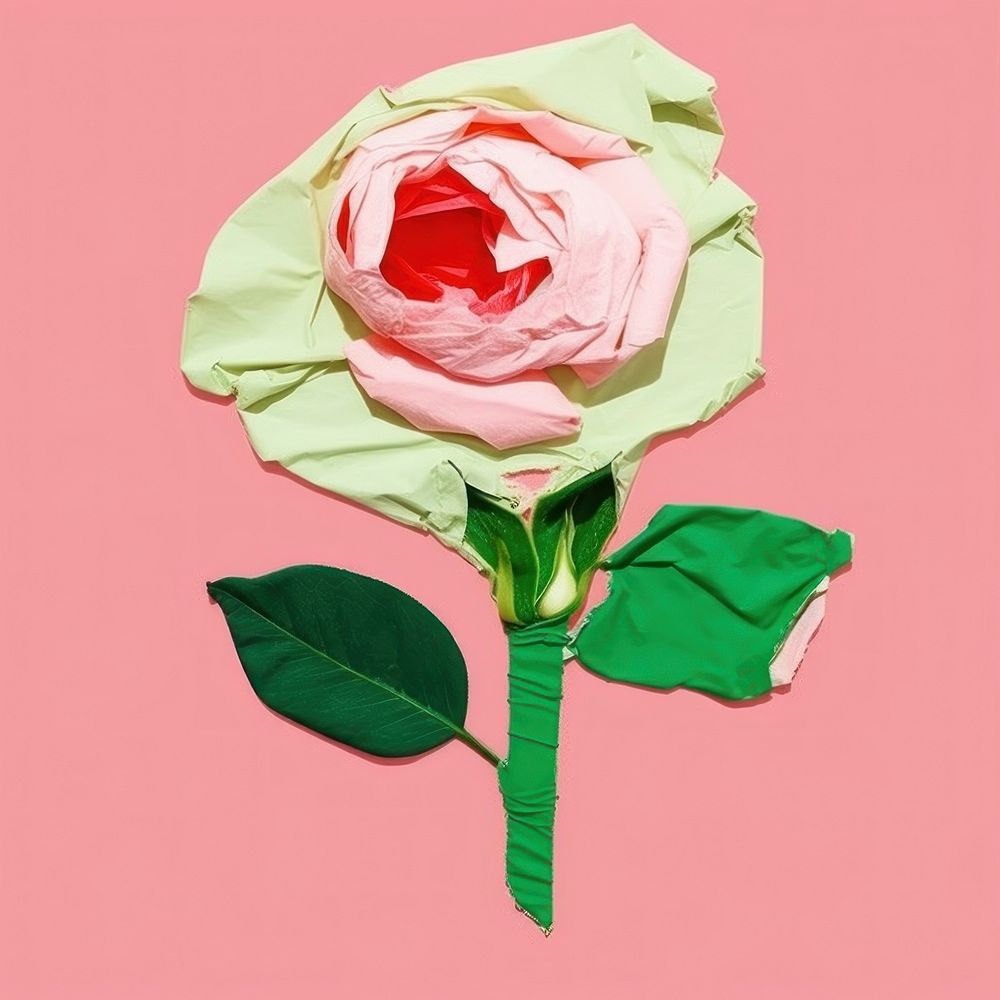 Simple fabric textile illustration minimal of a rose flower plant art.