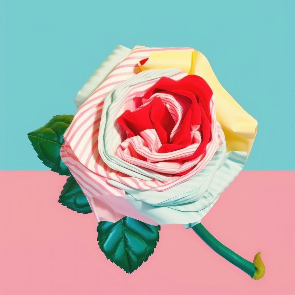 Simple fabric textile illustration minimal of a rose flower plant art.