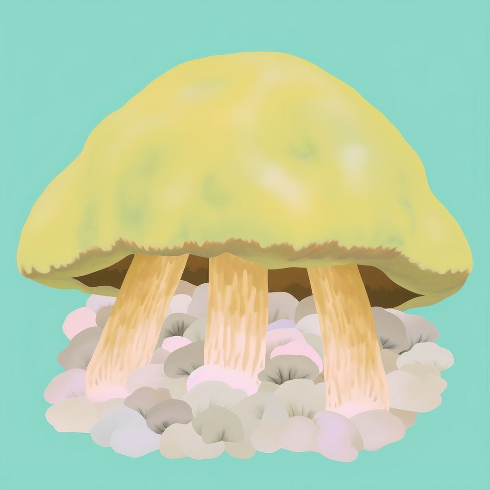 Simple fabric textile illustration minimal of a mushroom fungus plant toadstool.