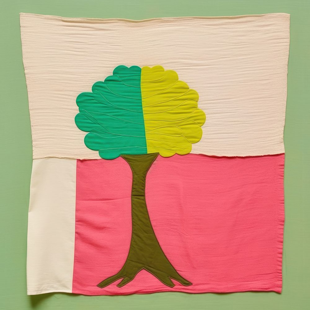 Simple fabric textile illustration minimal of a tree flag art creativity.