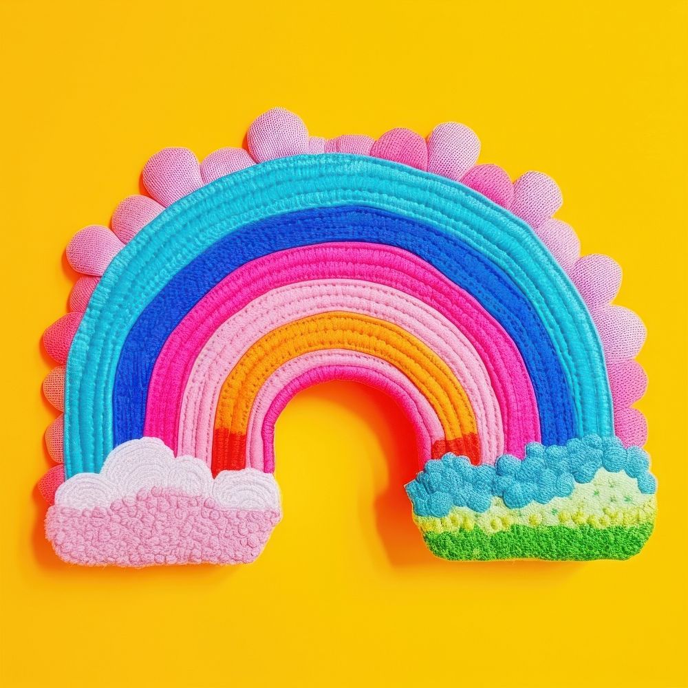 Simple fabric textile illustration minimal of a rainbow art confectionery creativity.