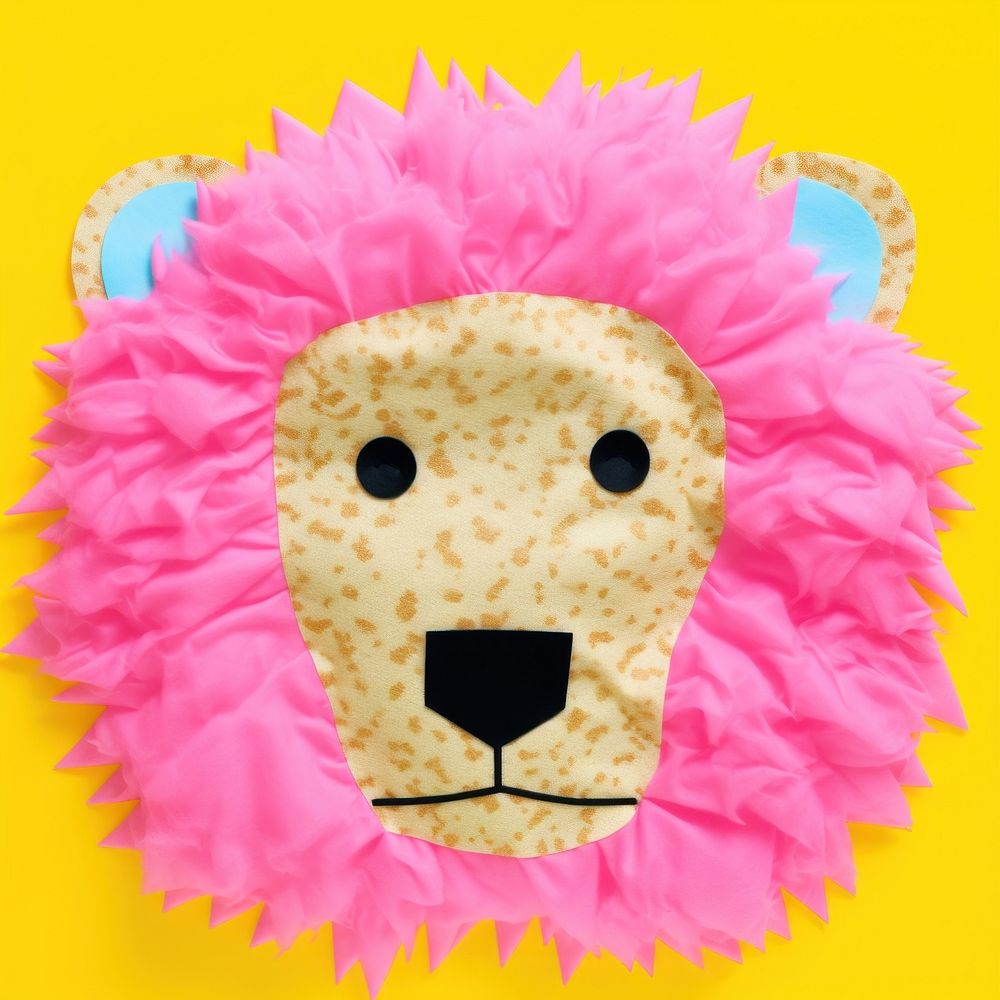 Simple fabric textile illustration minimal of a lion art toy anthropomorphic.