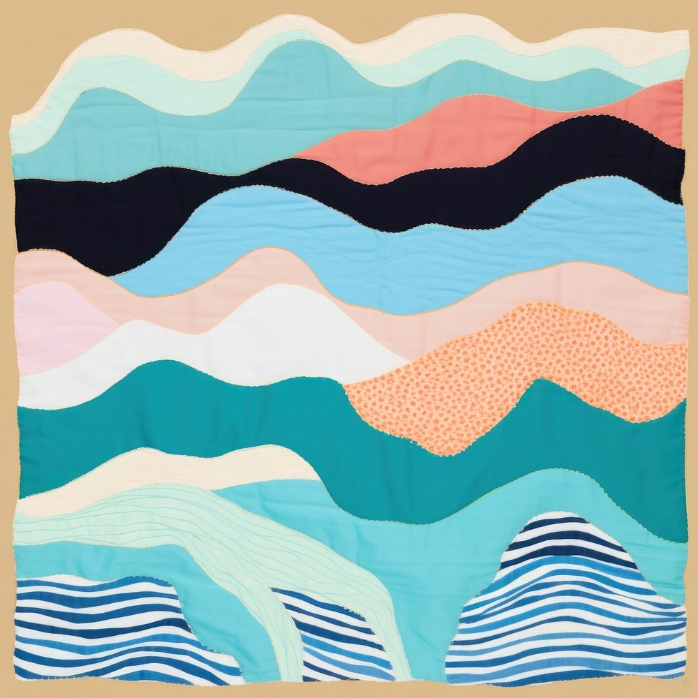 Simple fabric textile illustration minimal of a wave backgrounds quilt art.