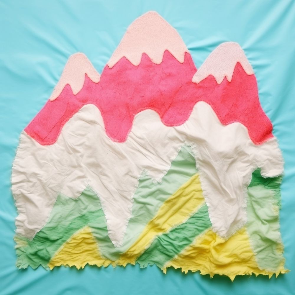 Simple fabric textile illustration minimal of a mountain art creativity landscape.