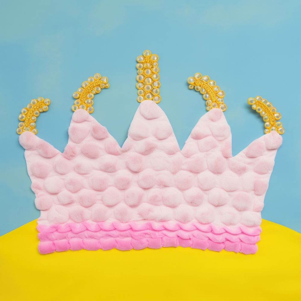 Simple fabric textile illustration minimal of a crown cake celebration accessories.