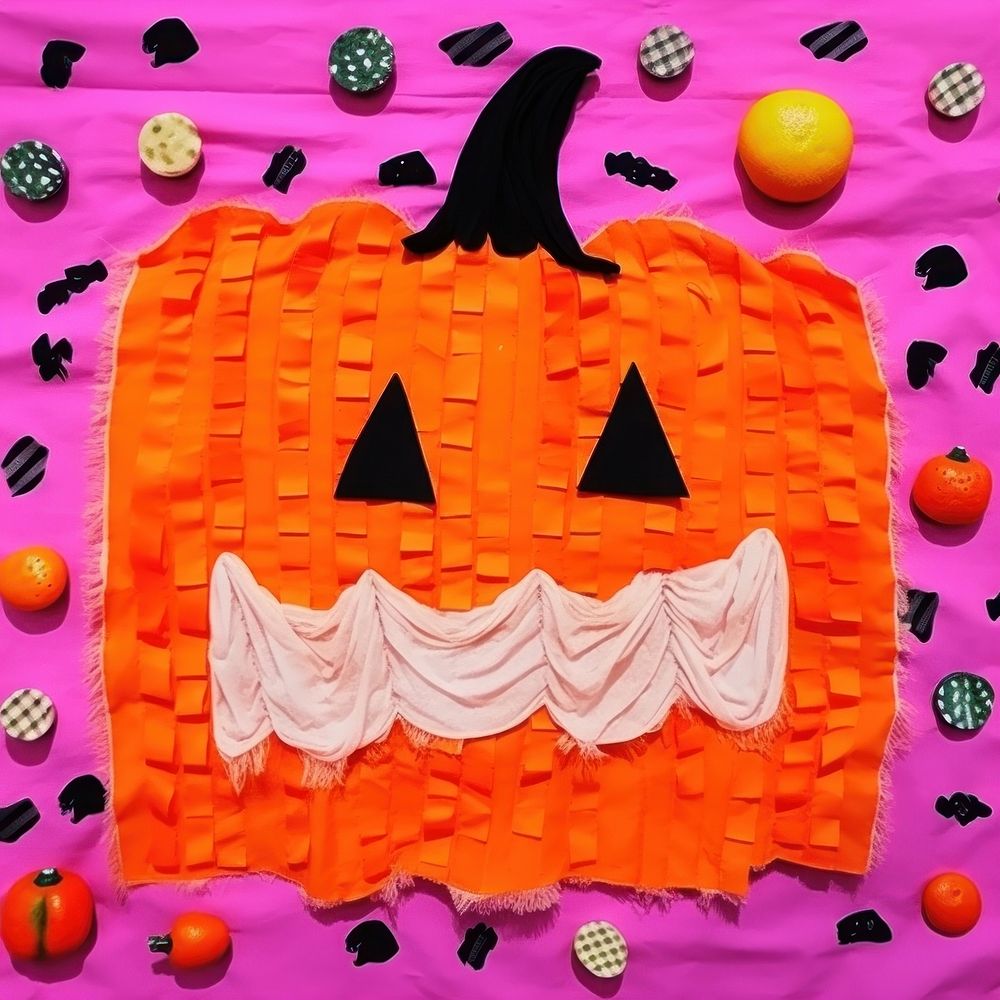 Simple fabric textile illustration minimal of a halloween backgrounds food art.