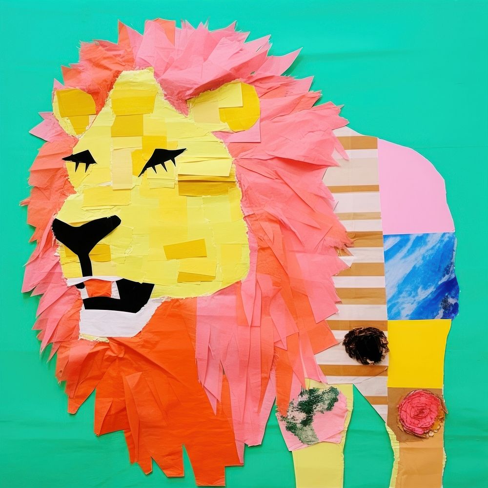 Simple fabric textile illustration minimal of a lion art representation creativity.