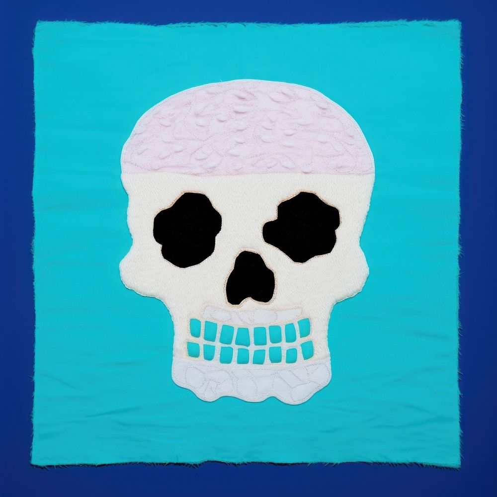 Simple fabric textile illustration minimal of a skull art pattern representation.