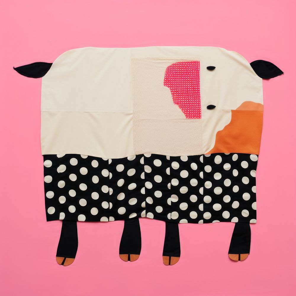 Simple fabric textile illustration minimal of a cow patchwork pattern art.