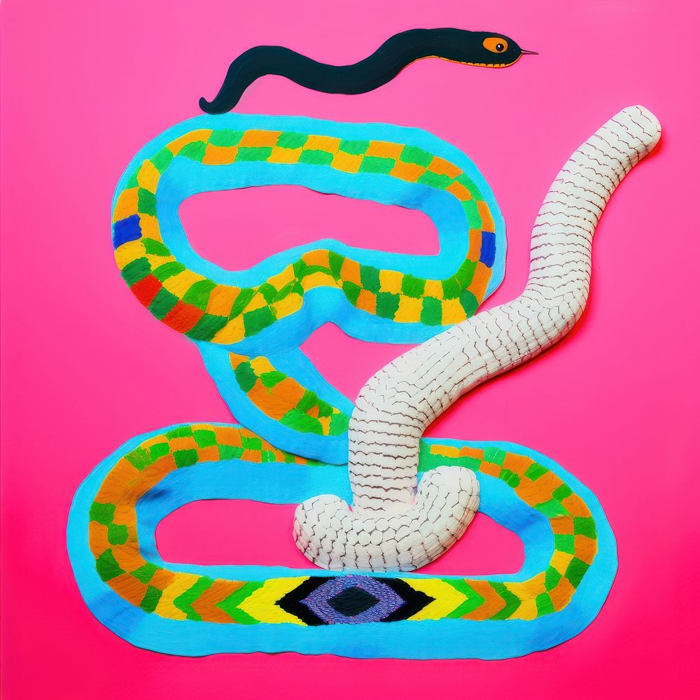 Simple fabric textile illustration minimal of a snake art reptile creativity.