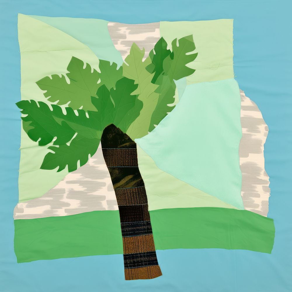 Simple fabric textile illustration minimal of a tree art plant leaf.
