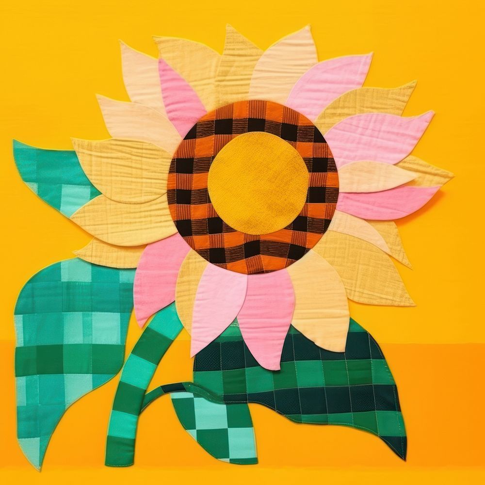 Simple fabric textile illustration minimal of a sunflower art pattern plant.