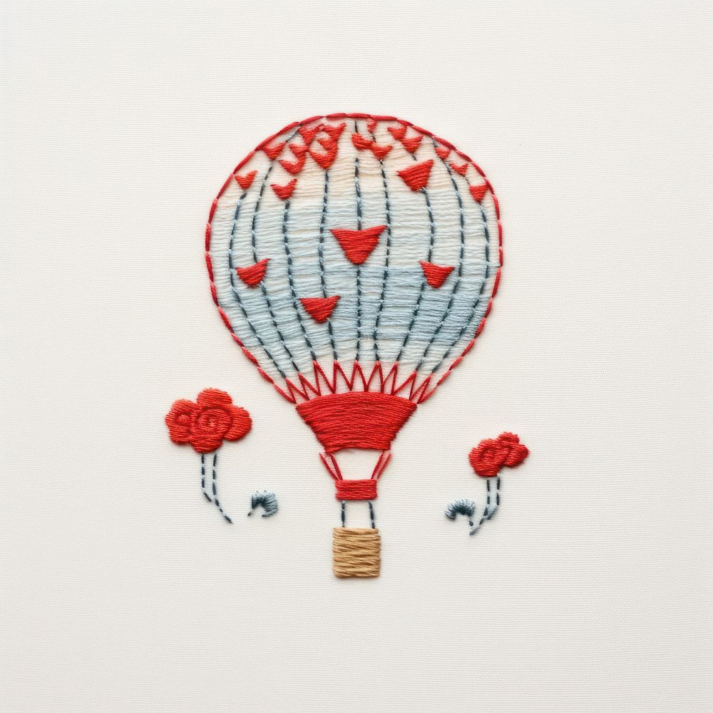 The balloon in embroidery style needlework aircraft vehicle.