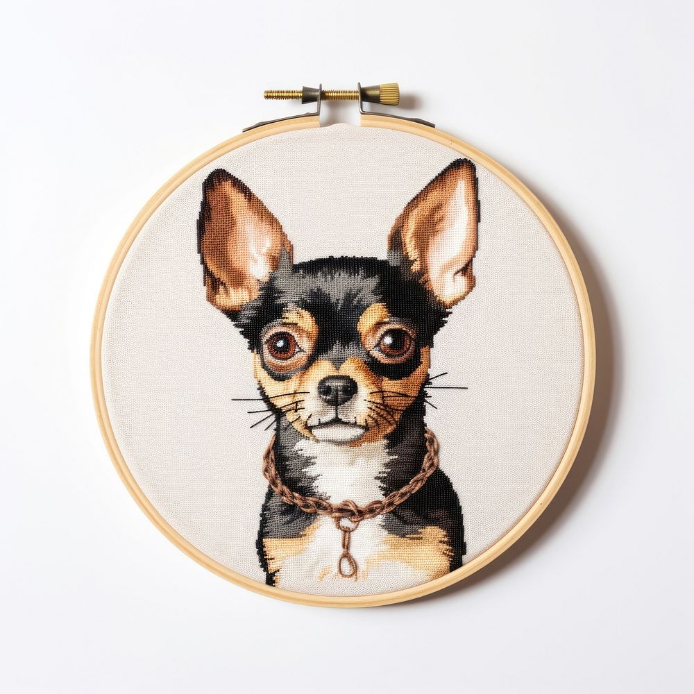 The dog in embroidery style chihuahua mammal animal.