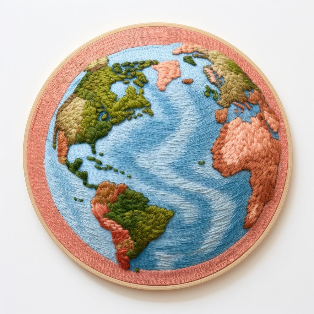 The planet in embroidery style pattern topography creativity.