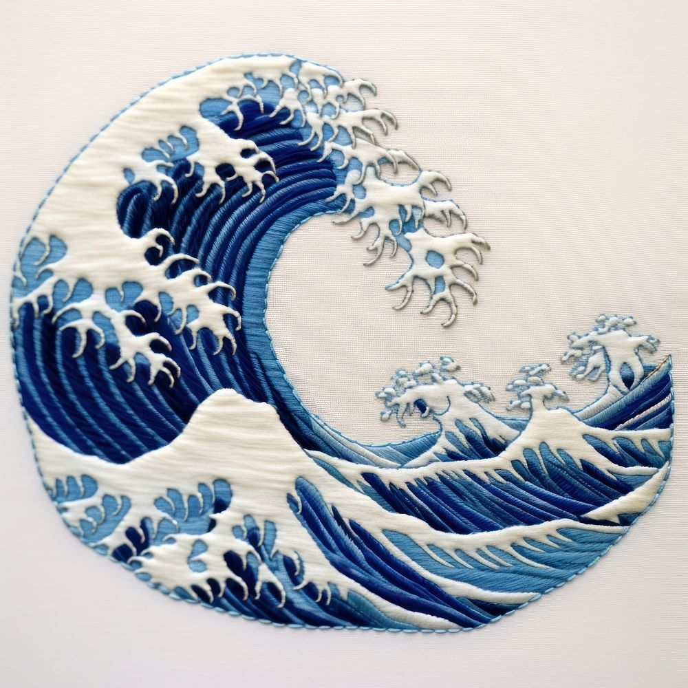 The wave in embroidery style pattern art creativity.
