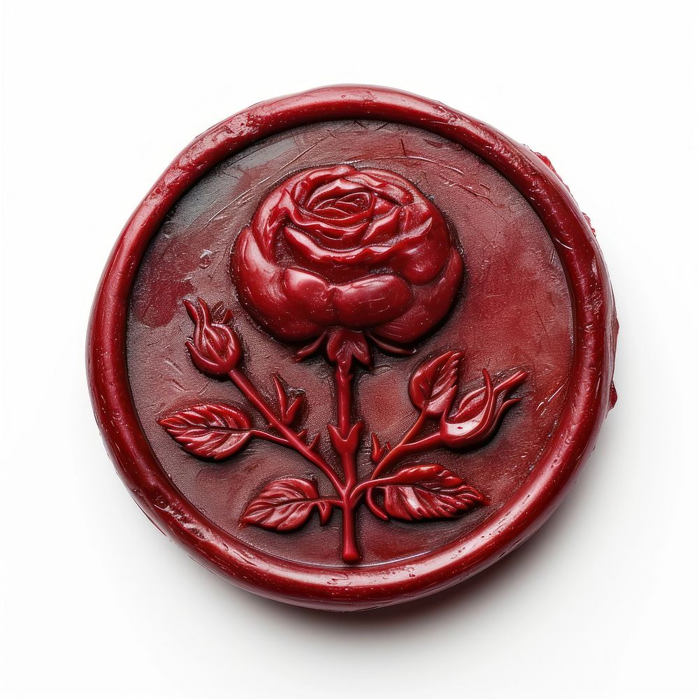 Seal Wax Stamp of a medival rose craft white background creativity.