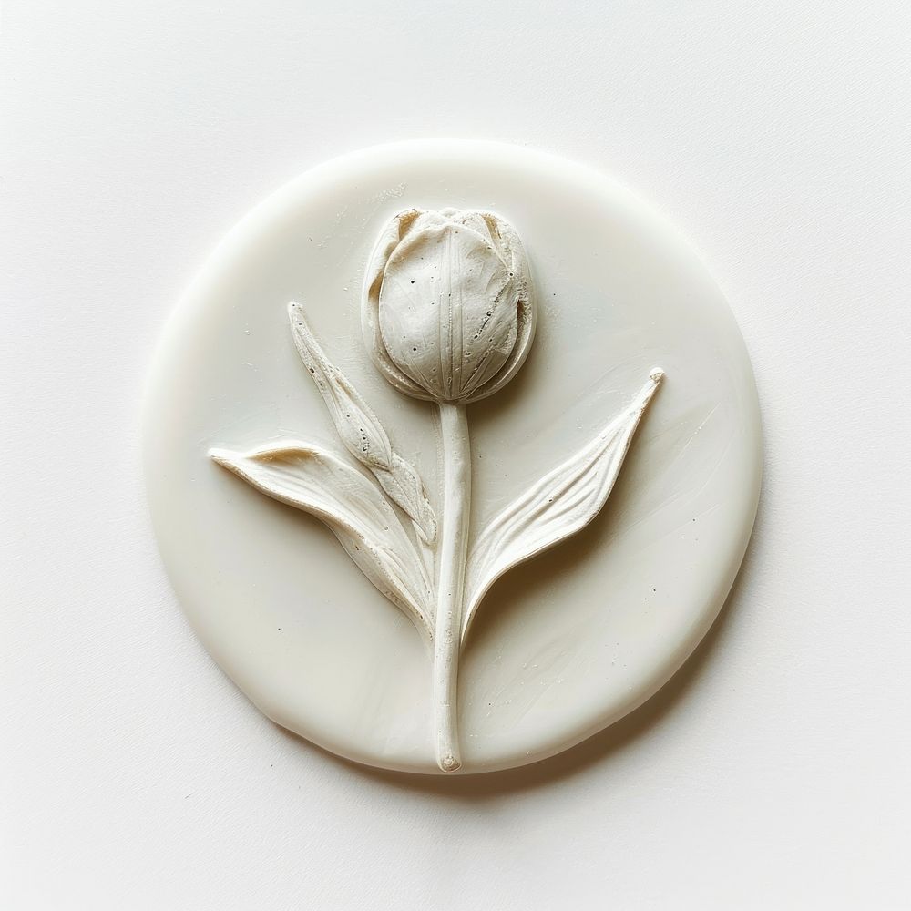 Seal Wax Stamp tulip porcelain white art.