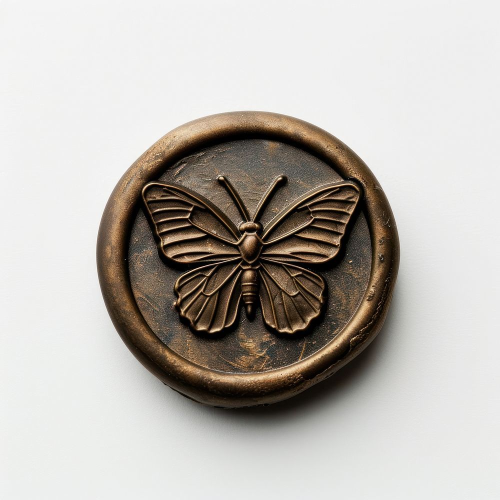 Seal Wax Stamp vintage butterfly jewelry locket bronze.