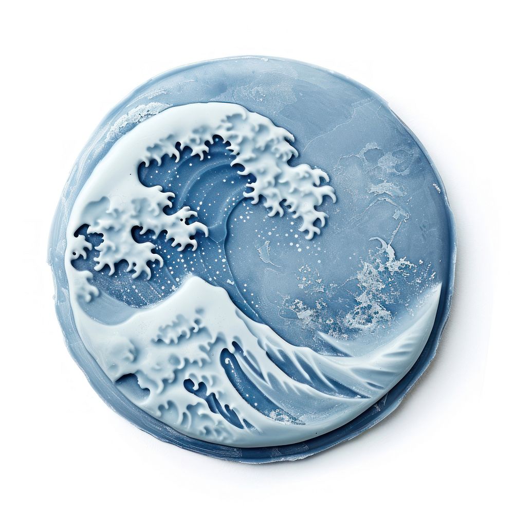 Seal Wax Stamp wave jewelry sea white background.