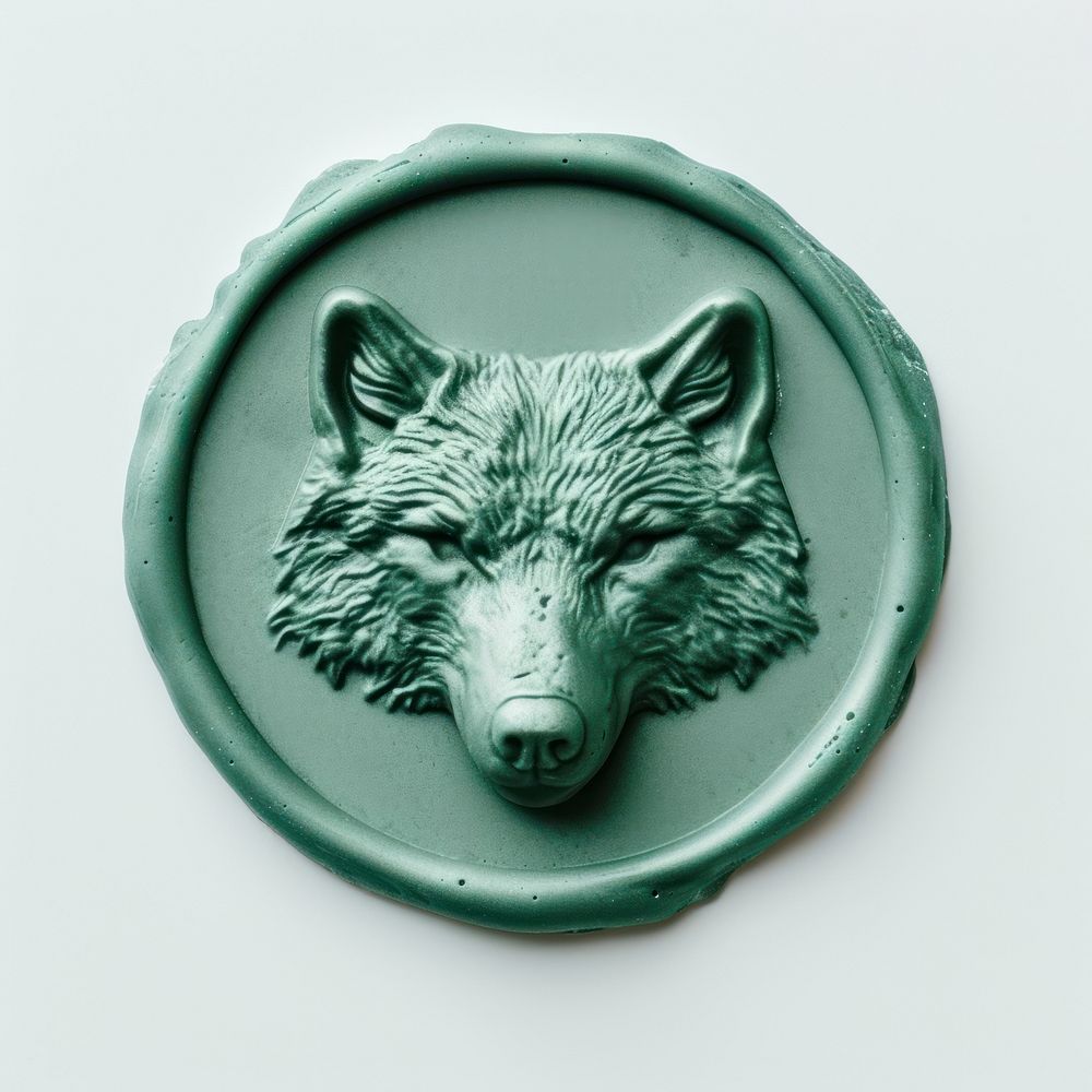 Seal Wax Stamp wolf face animal mammal representation.