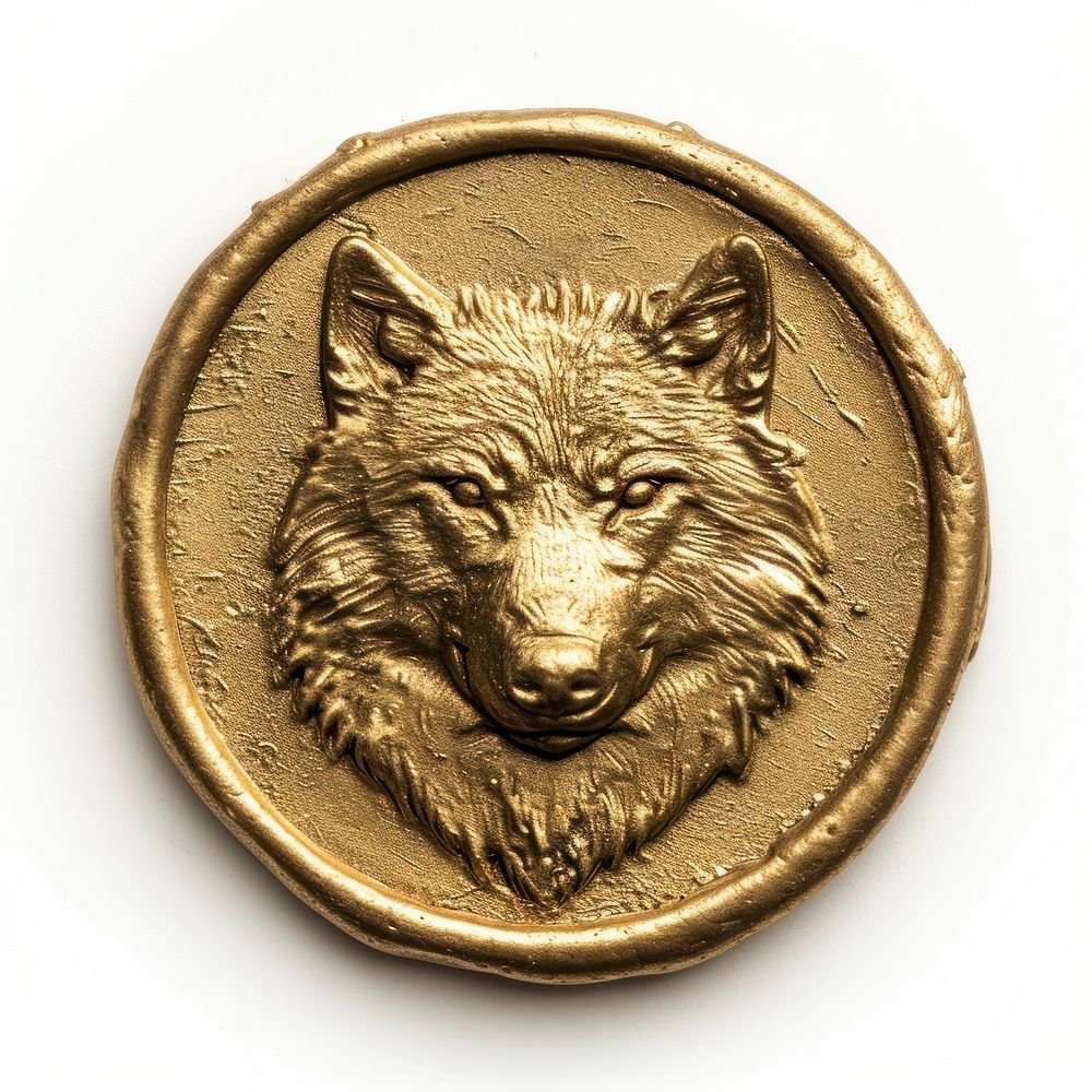 Seal Wax Stamp wolf icon mammal animal bronze.