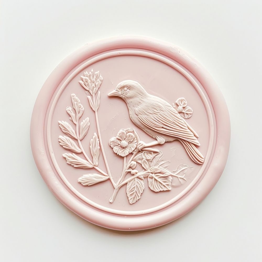 Seal Wax Stamp bird and flower representation porcelain dishware.