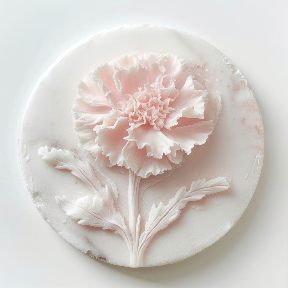 Seal Wax Stamp carnation flower plant icing food.