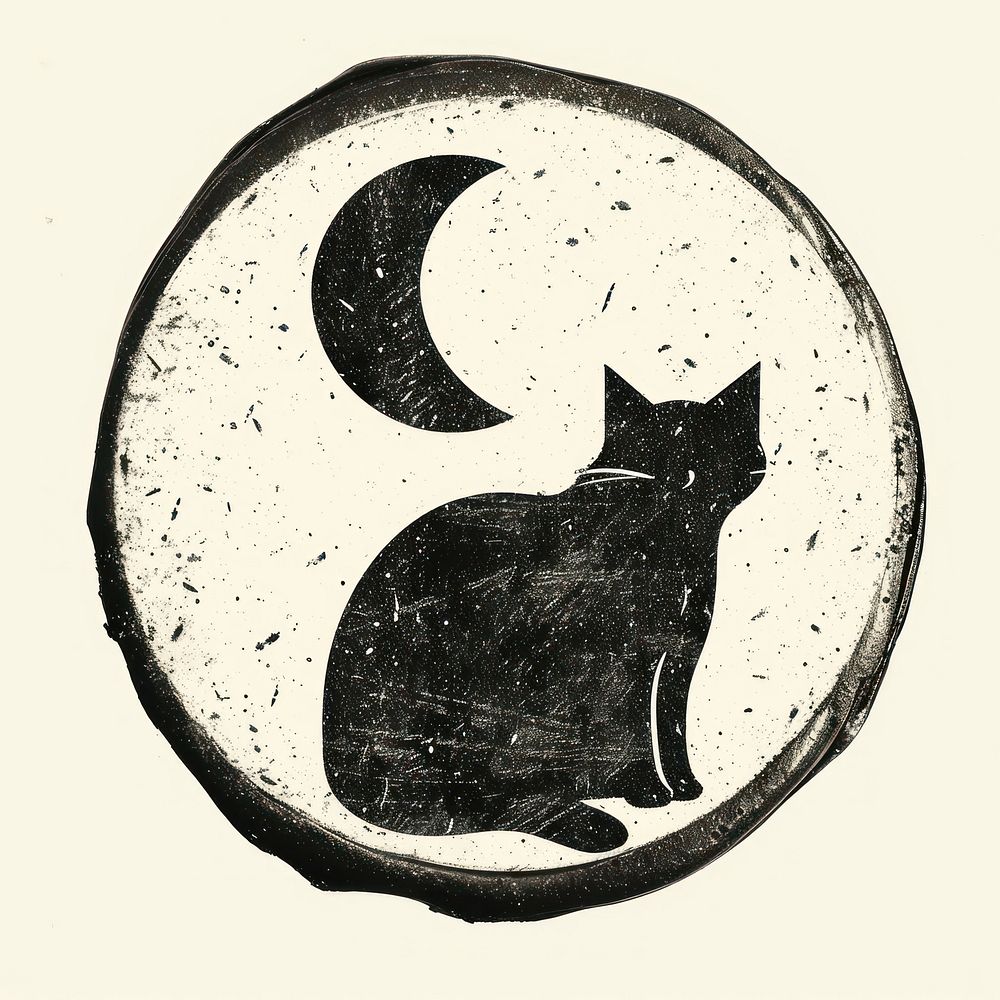 Seal Wax Stamp cat and moon mammal animal creativity.
