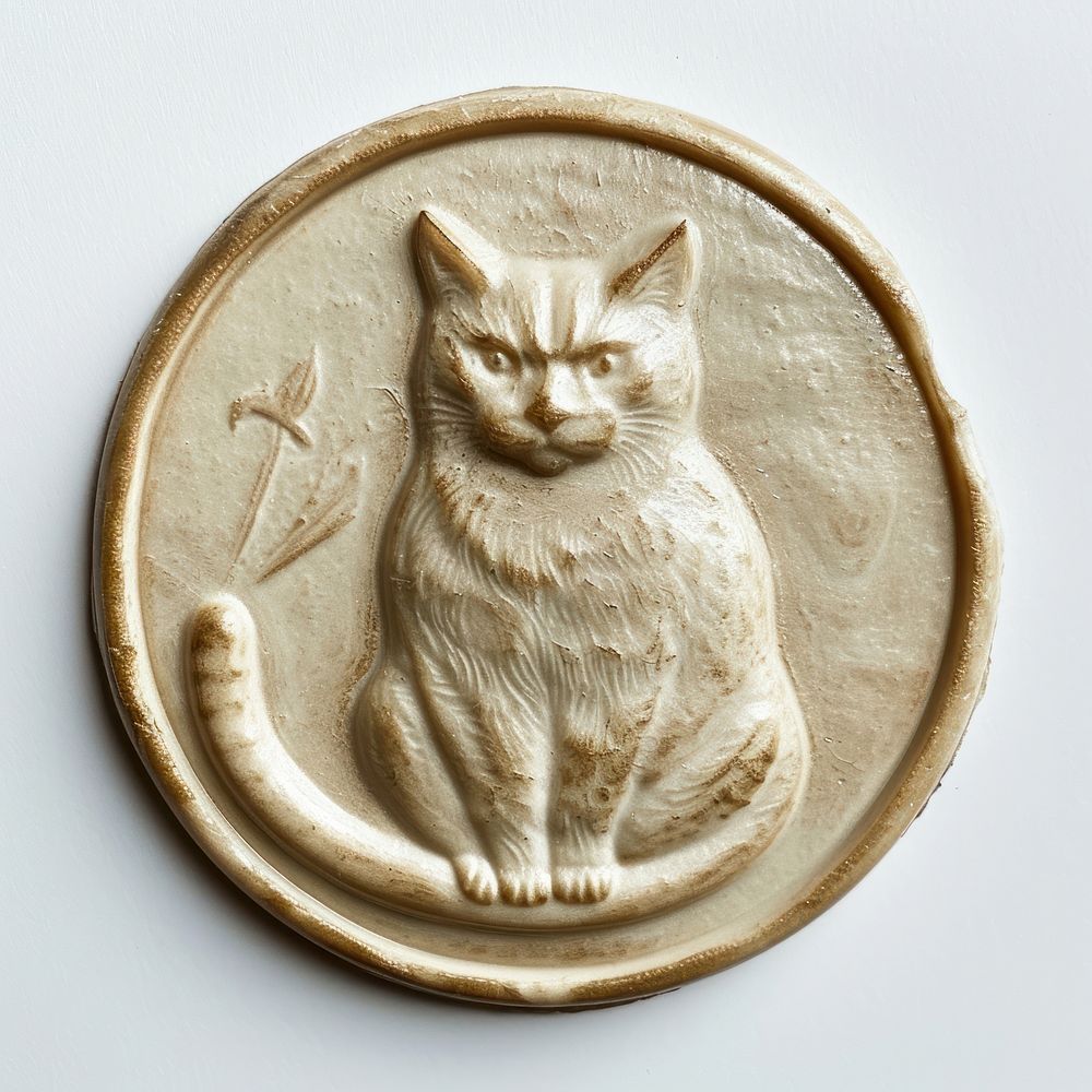 Seal Wax Stamp cat illustration animal mammal craft.