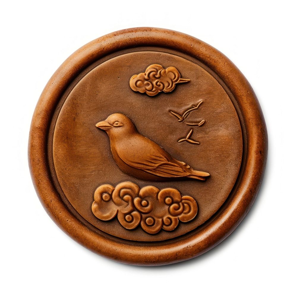 Seal Wax Stamp cloud and bird pottery circle copper.