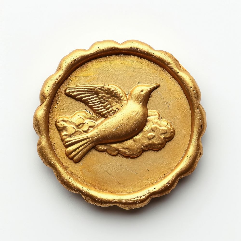 Seal Wax Stamp cloud and bird gold jewelry locket.