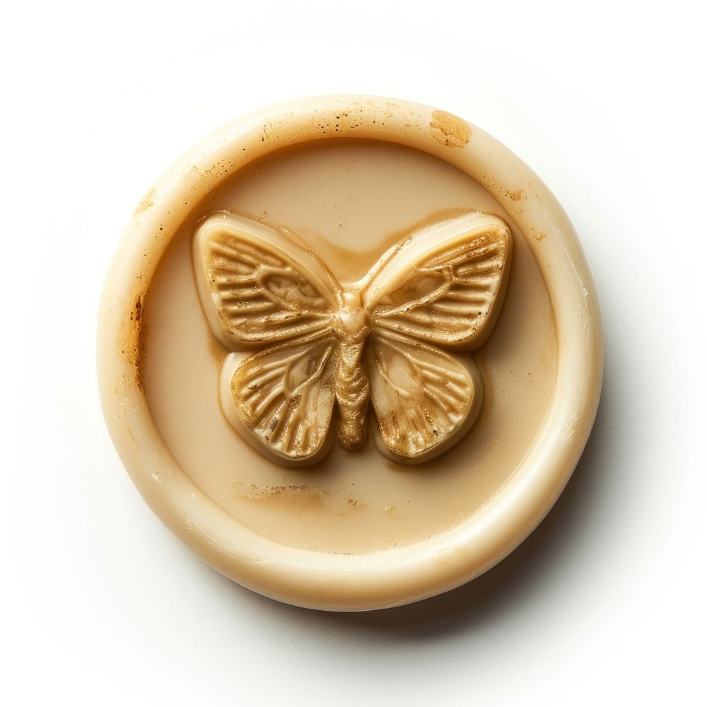 Seal Wax Stamp heart butterfly white background accessories freshness.