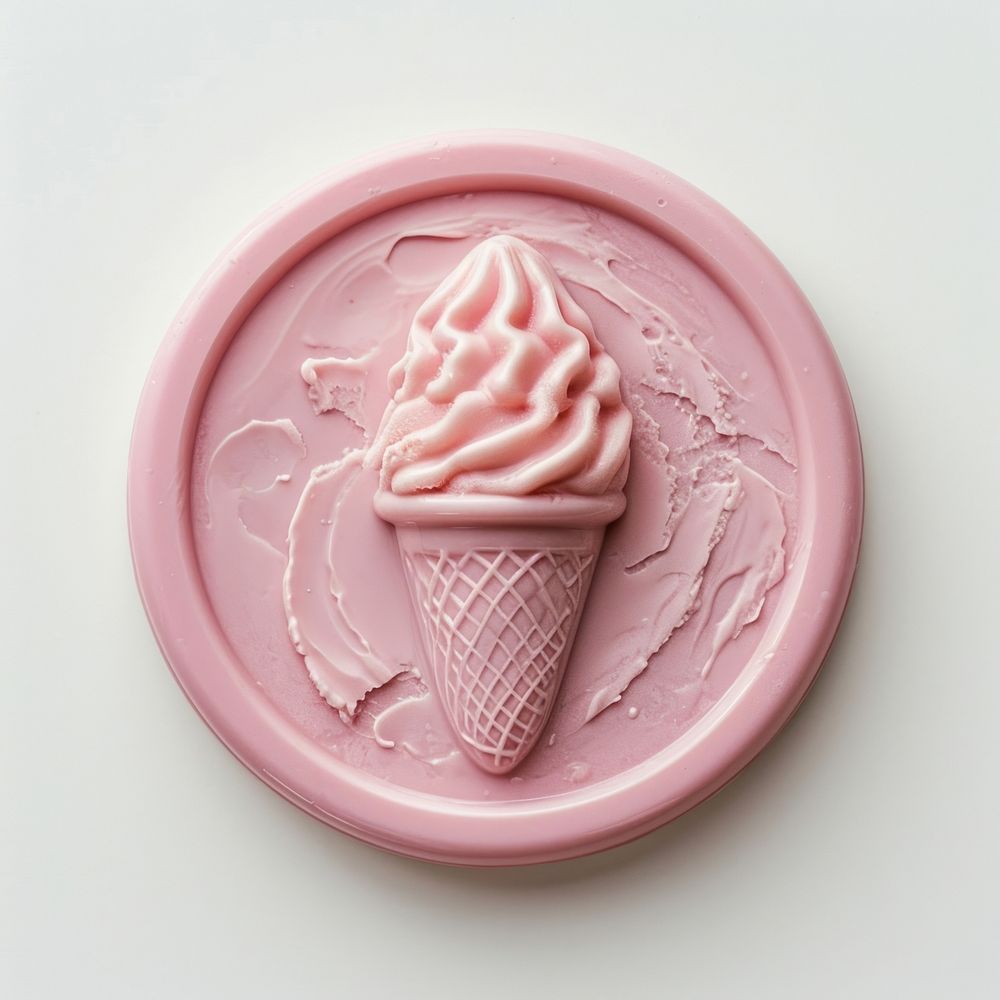 Seal Wax Stamp ice cream sundae dessert food strawberry.