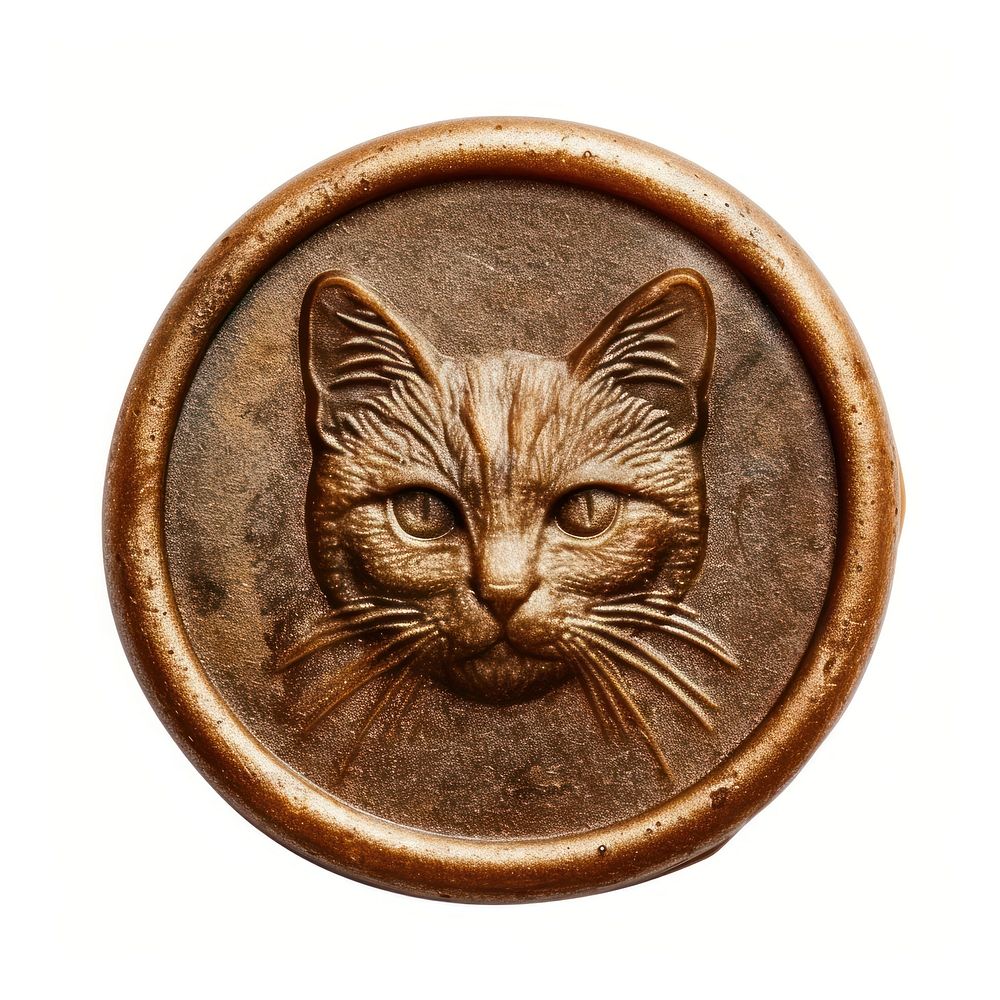 Seal Wax Stamp kitten mammal animal bronze.