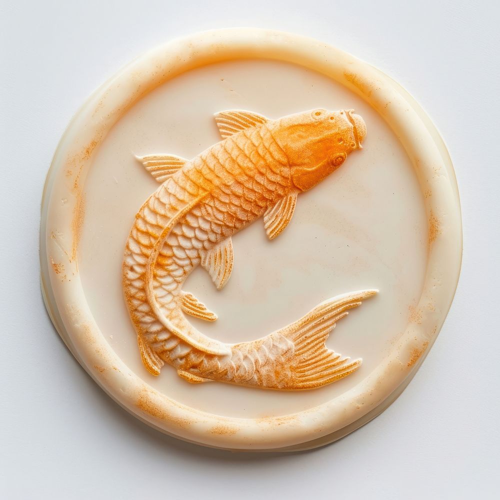 Seal Wax Stamp koi fish animal goldfish seafood.